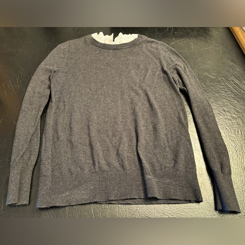 Loft sweater with lace faux collar